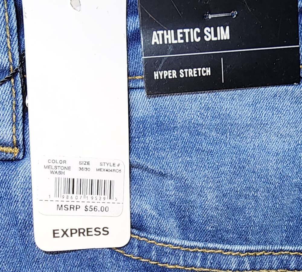 Express Athletic Slim Hyper Stretch Jeans 36x30